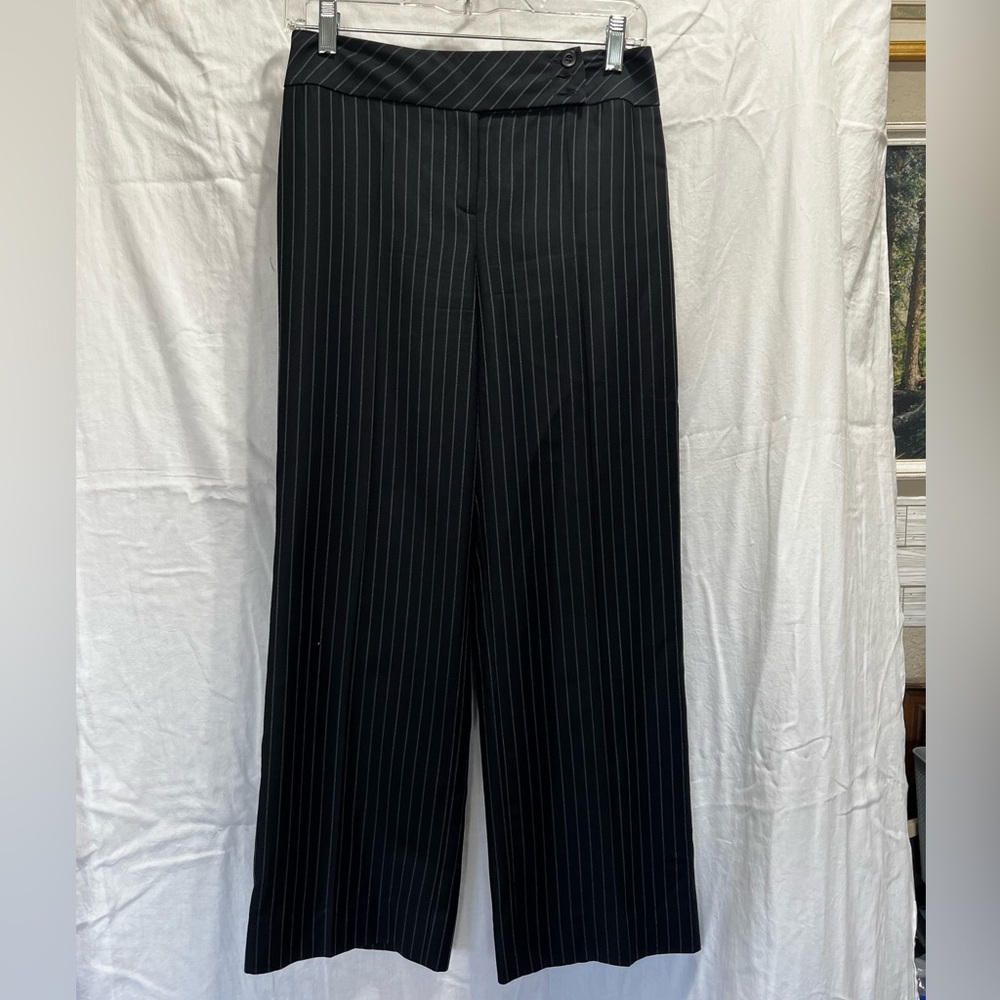 Ann Taylor Factory Black Pinstripe Straight-Leg Pants